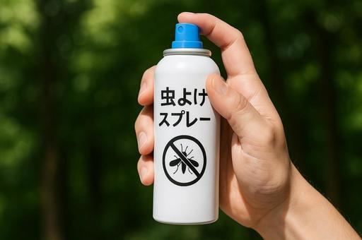虫よけスプレーを持つ手元・蚊対策・虫除け 虫よけスプレーを持つ手元・蚊対策・虫除けの写真