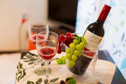 Interior with wine, vino, vino tinto, copa de vino, JPG