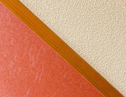 朱色和紙とアイボリー和紙の斜め背景 和紙,和紙背景,壁の写真素材