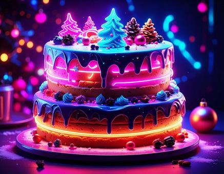 ネオンのクリスマスケーキ ネオンのクリスマスケーキの写真