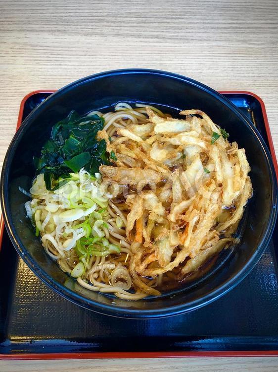 美味しそうなワカメかき揚げ蕎麦 そば,かき揚げ,蕎麦の写真素材