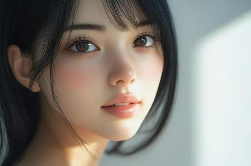 微笑みの美しい黒髪日本女性 微笑みの美しい黒髪日本女性の写真