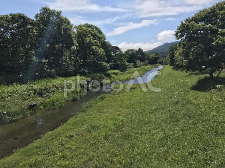 田舎　川のある景色 自然,田舎,癒しの写真素材