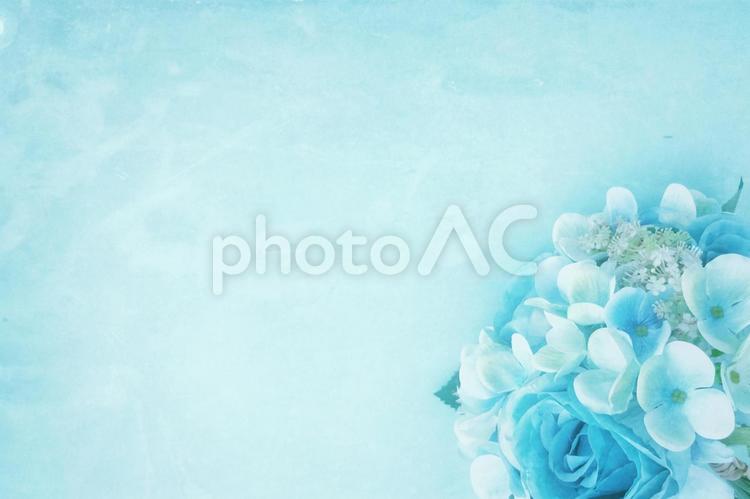 青い花束の背景　レトロ加工 紫陽花,あじさい,アジサイの写真素材