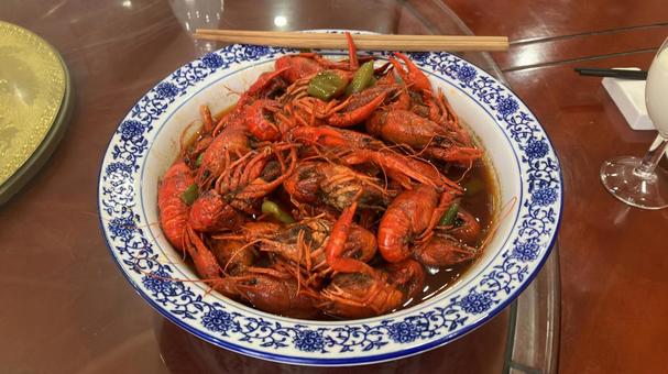 中国で食べたザリガニ料理 ザリガニ,ザリガニ料理,鞍山名物の写真素材