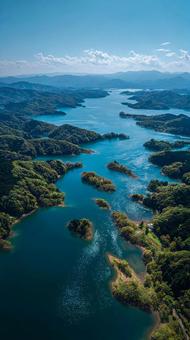 神秘的な湖と島の絶景 神秘的な湖と島の絶景の写真