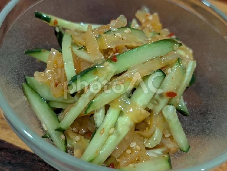きゅうりの中華クラゲ和え きゅうり,中華クラゲ,おかずの写真素材