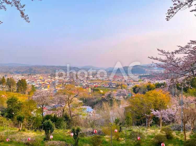 赤館公園の眺め 赤館公園,棚倉,福島県の写真素材