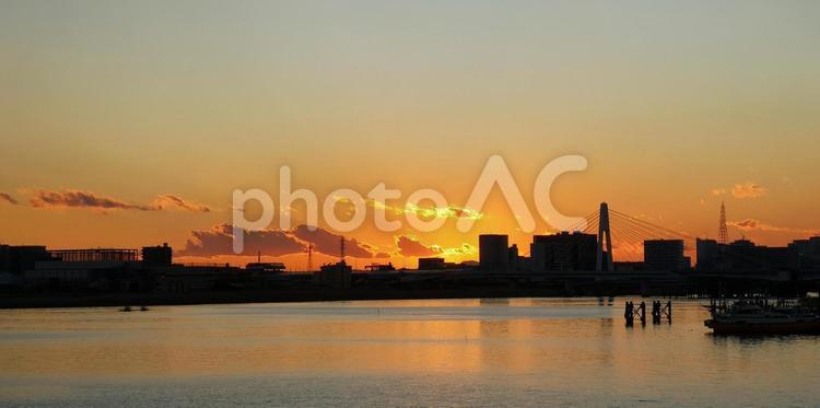 1月の夕空 1月,冬,windの写真素材