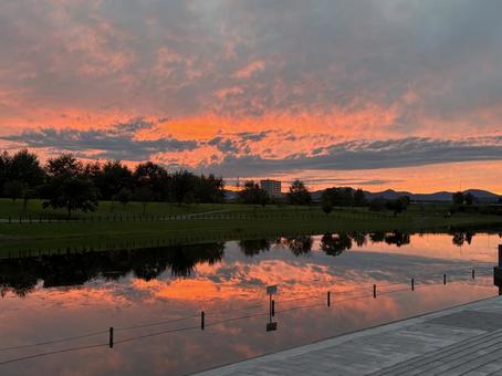 夕焼け 夕焼け,秋空,秋の写真素材