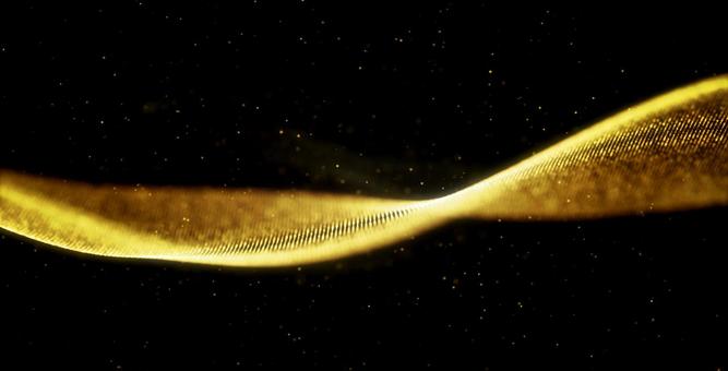 Wave of gold particles. Wave of data. Wave of gold particles. Wave of data.
