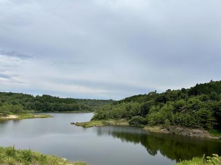 竜吟湖 岐阜県 湖 竜吟湖,湖,湖畔の写真素材