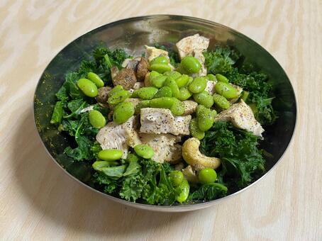 枝豆と鶏胸肉のプロテインサラダ サラダ,ケール,豆の写真素材