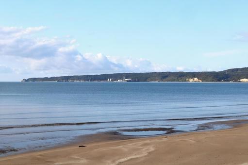 佐渡島、真野湾 真野湾,海,山の写真素材