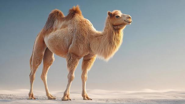 砂丘を背景にしたラクダの写真