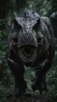 迫り来るティラノサウルスの大迫力の写真