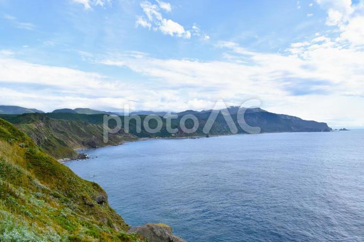 神威岬からの眺め 北海道,観光,崖の写真素材