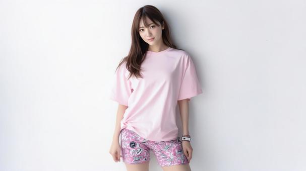 ピンク色のTシャツのモックアップ ピンク色のTシャツのモックアップの写真