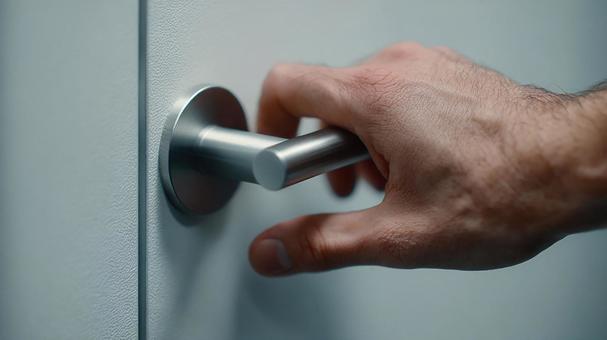 ドアノブを握る手 ドアノブを握る手の写真
