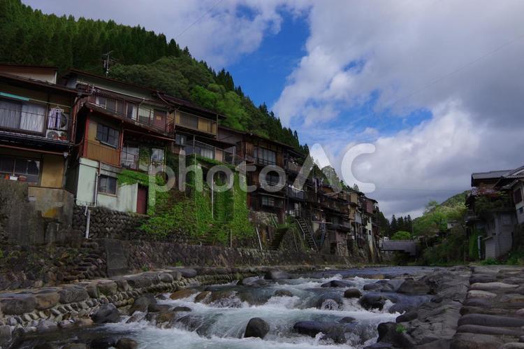 郡上八幡　小駄良川　町並み　建物 郡上八幡,岐阜県,小駄良川の写真素材