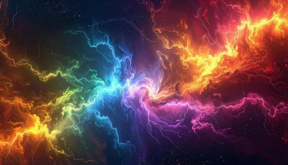 カラフルな雷嵐の宇宙アートの写真