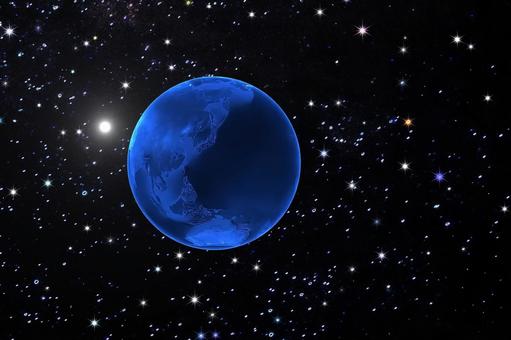 宇宙イメージ素材/青い地球・星空 宇宙イメージ素材/青い地球・星空 地球,星空,青い地球の写真素材