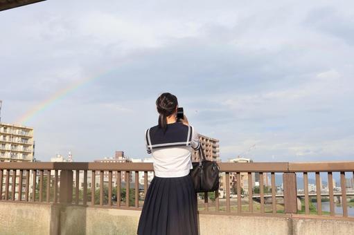 空の虹 空の虹 空,虹,雲の写真素材