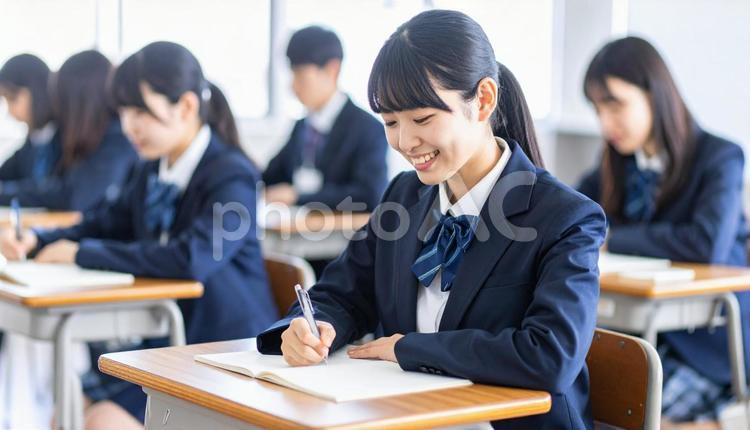 笑顔の学生 生徒,授業,受験の写真素材