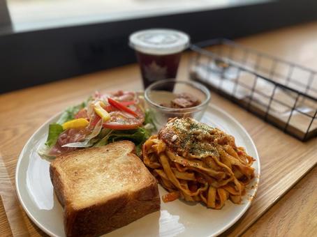 Pasta and bread lunch, JPG Pasta and bread lunch, JPG
