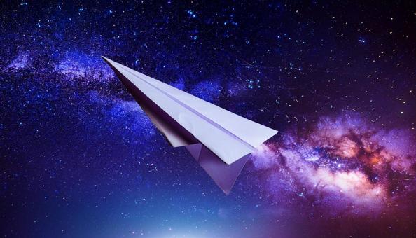 Paper plane flying into space, JPG Paper plane flying into space, JPG