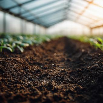 豊かな土壌に育つ若葉:温室の生命 豊かな土壌に育つ若葉:温室の生命の写真