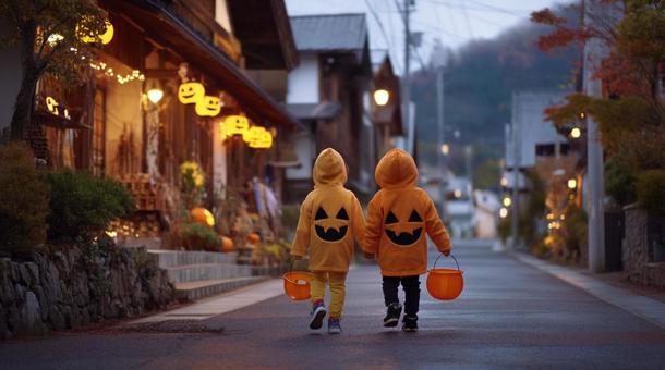 ハロウィンを楽しむ日本の子供達 ハロウィンを楽しむ日本の子供達の写真