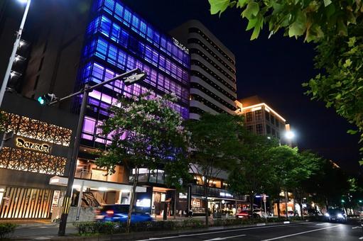 Night view of Karasuma Street in Kyoto City in July, JPG