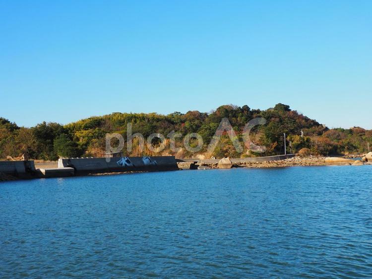 宝伝港 フェリー5 犬島,瀬戸内海,島の写真素材
