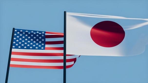 アメリカと日本国旗4K・風になびく アメリカと日本国旗4K・風になびく アメリカ,日本,国旗の写真素材