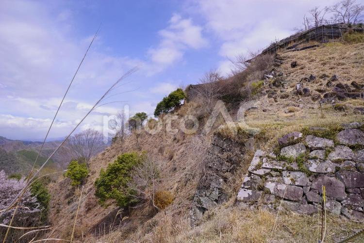 兵庫県佐用町にある利神城跡 利神城,石垣,遺構の写真素材