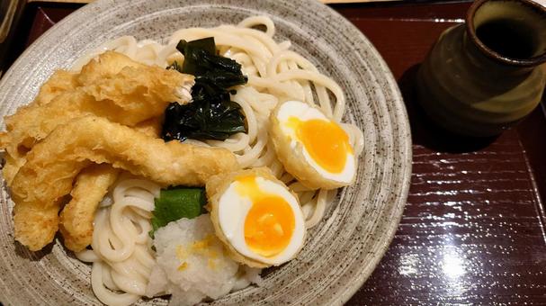 うどん うどん,とり天,鶏天の写真素材