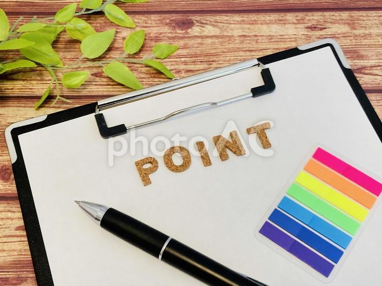 POINTの文字 ポイント,クリップボード,メッセージの写真素材