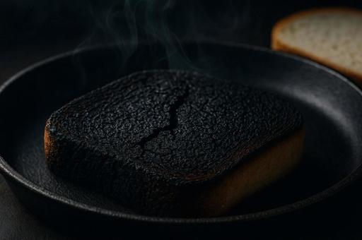 丸焦げのパン 丸焦げのパンの写真
