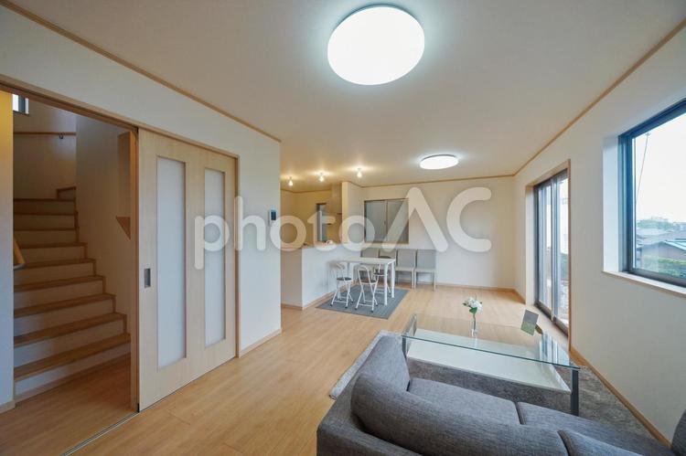 階段につながるリビングスペース 住宅,住居,家の写真素材