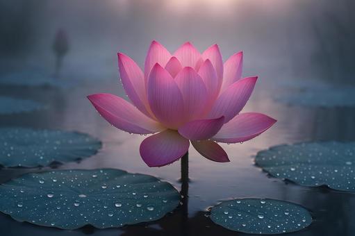 露珠煌めく蓮花 露珠煌めく蓮花の写真