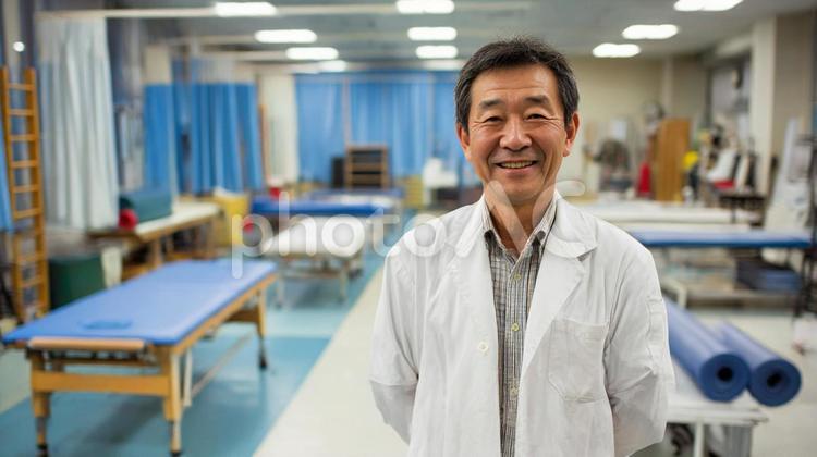 理学療法士の男性2 病院,理学療法士,リハビリの写真素材