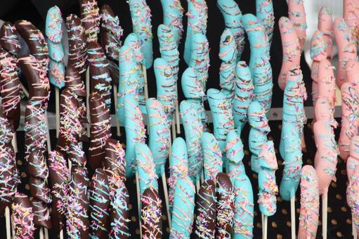 チョコバナナ チョコバナナ,屋台,チョコの写真素材