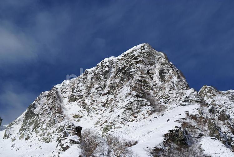初雪　駒ヶ岳　千畳敷カールから乗越浄土 冬,冬山,景色の写真素材