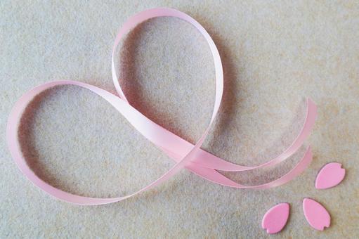 Heart and pink petals made of ribbon, JPG Heart and pink petals made of ribbon, heart, heart mark, heart-shaped, JPG