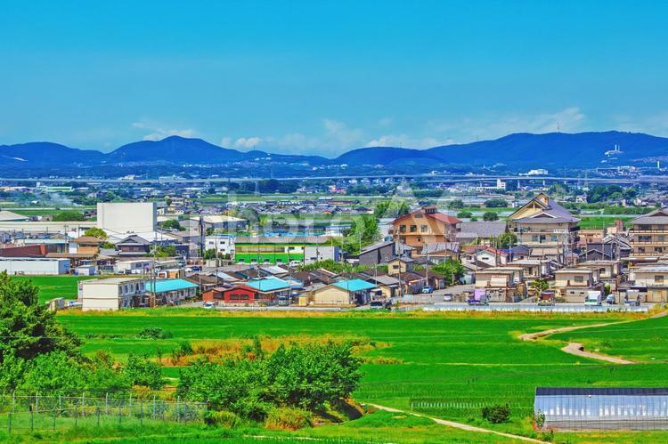 奈良盆地広がる天理市の田園風景 奈良県,天理市,田園の写真素材