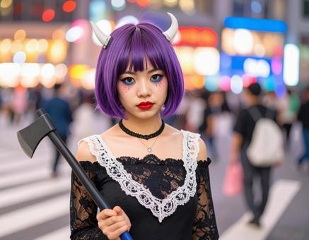 地雷系女子・推し命で角が生えました 地雷系女子・推し命で角が生えました 地雷系,推し活,女子の写真素材
