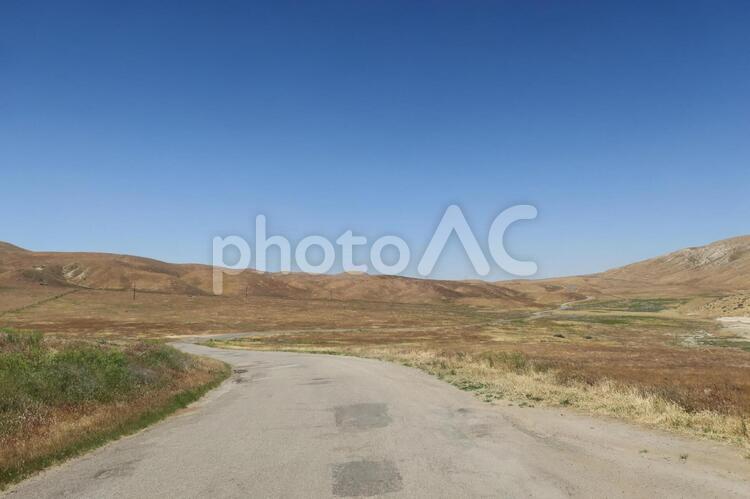 アメリカの道路（カリフォルニア） 道路,道,カーブの写真素材