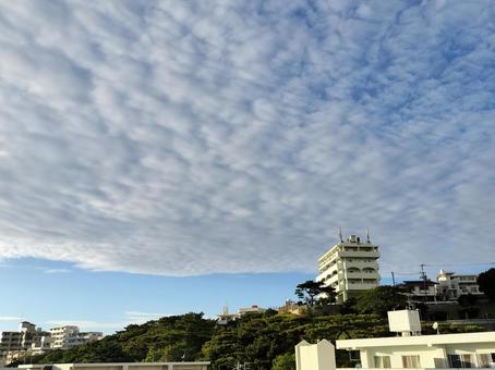 境い目 空,雲,青空の写真素材