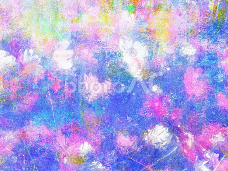 花をモチーフにした幻想風景 抽象,水彩,水彩画の写真素材
